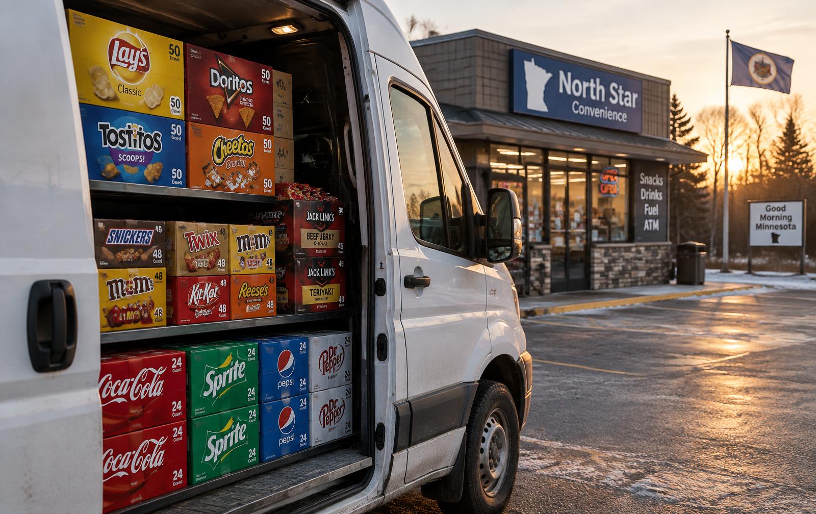 JPR delivery van loaded with snacks and drinks